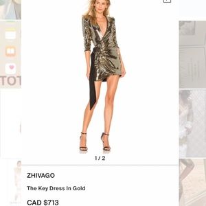 Gold shiney mini Zhivago dress